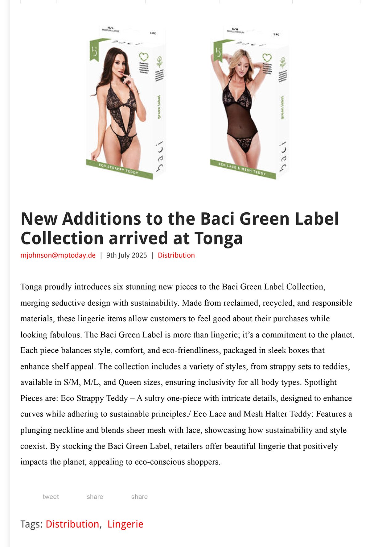 2025-07 EAN Online - Baci Green Label